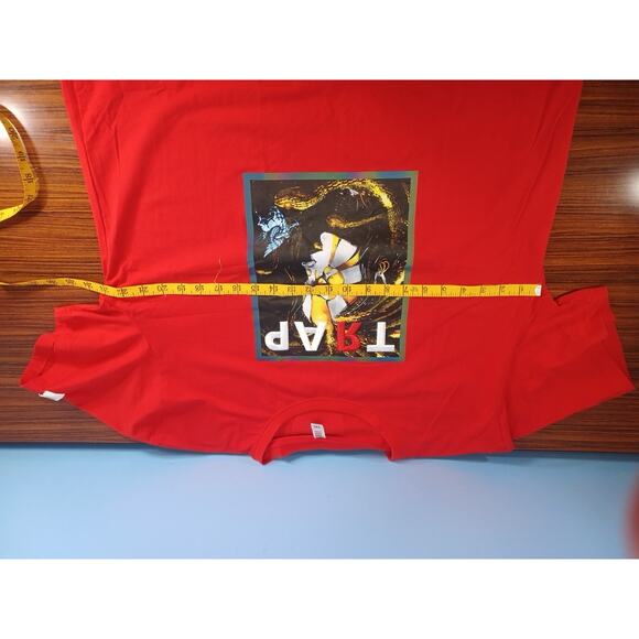 Trap Red T-shirt 3D Fifth Loop Embroidered Mens Size 3XL Goddess Snake Golden - Picture 10 of 13